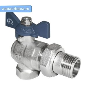Кран шаровый с американкой угловой «AQUALINK» 1/2" никель