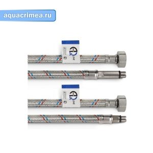 Гибкая подводка "AQUALINE" для смесителя 60 см 2 шт латунная гайка