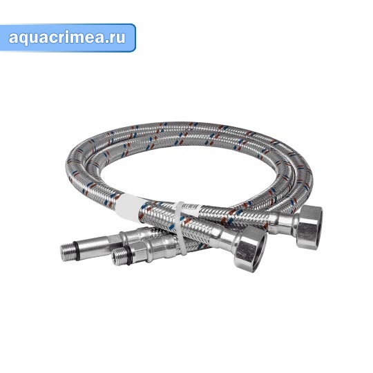 Гибкая подводка "AQUALINE" 60 см для смесителя 2 шт стальная гайка
