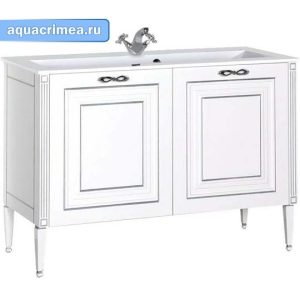 Тумба «Aquanet» Паола 120 белый/патина/серебро