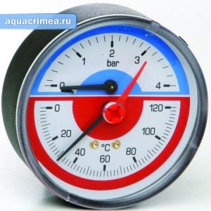 Термоманометр аксиальный «ICMA» 1/2"  0-10 бар 259/91259AD10120
