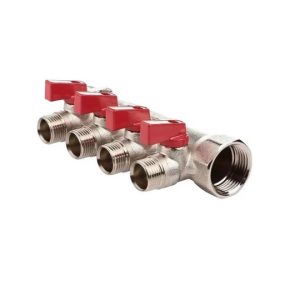 Коллектор с отсекающими кранами 3/4"х4 вых. 1/2" нар.
