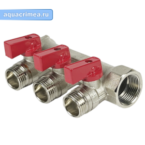 Коллектор с отсекающими кранами Valfex 3/4"х3 вых. 1/2" нар.