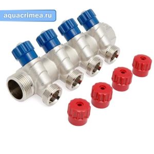 Коллектор с регулирующими вентилями «Valtec» 3/4"х4 (VTc.560.N.0504 ) 1/2" наружный