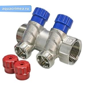 Коллектор с регулирующими вентилями «Valtec» 1"х2 (VTc.560.N.0602 ) 1/2" наружный
