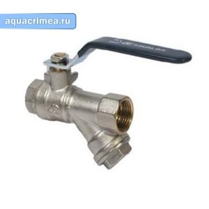 Кран шаровый никель «AQUALINK» ВВ 1/2" с косым фильтром ручка