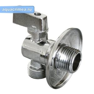 Кран шаровый угловой с отражателем «AQUALINK» НН 1/2"х3/4" для смесителей (хром)