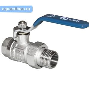 Кран шаровый с американкой прямой никель «AQUALINK» 1 1/4" ручка