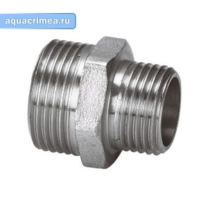 Ниппель переходной «AQUALINK» 1Н х 1 1/4Н хром для соединения труб и штуцеров