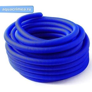 Гофрированная труба «PRO-AQUA» 35 мм «пешель» синяя для трубы 25 мм (30 м)