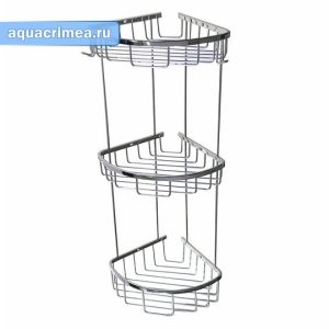Тройная угловая полочка «Санакс»18 см, нержавеющая сталь
