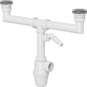 Сифон для кухни 1 1/2"х40 двойной с отводом с/м