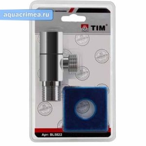 Хромированный угловой кран «TIM» НН 1/2х3/4" с квадратной ручкой (приборный)