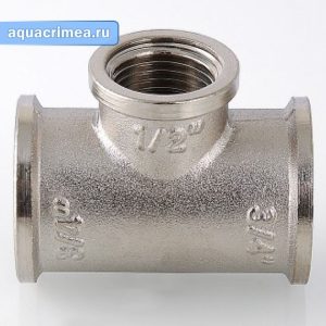 Тройник «VALTEC» ВВВ 3/4"х1/2"х3/4" (VTr.750.N0504) никель