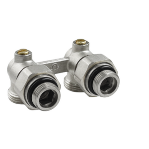 Узел угловой для нижн. подкл. рад. 3/4" (c компл. адаптеров 1/2") VALFEX