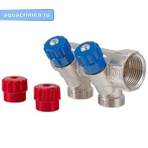 Коллектор «VALTEC» 3/4"х2 выхода 1/2" наружная с регулирующими вентилями