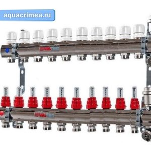 Коллекторная группа «Valtec»1"х10 выходов евроконус 3/4" в сборе (VTc.596.EMNX.0610)